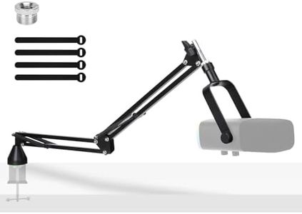 YOUSHARES Low Profile Boom Arm, Microphone Boom Arm Adjustable for Blue Yeti, HyperX QuadCast, Rode, Fifine and Most Mics, Mic Arm Desk Mount with 4PCS Ties for Studio, Streaming, Broadcast and More