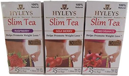 Hyleys Slim Tea Variety Bundle of 3 flavors: One Box Raspberry, One Box Goji Berry,One Box Pomegranate by Hyleys