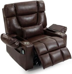 JIKFRIMA Big Man Power Lift Recliner Chair with Power Adjustable Headrest | Massage & Heat,Extended Footrest,Dual Motor Lay Flat 180° Infinite Position,Flip Arm Storage,Lumbar Pillow,400 lb Capacity