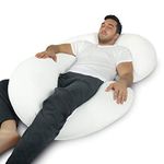 Cuddle Body Pillow for Both Men and Women, Large C-Shaped Pillow, Light Grey Removable Cover, Washable Premium