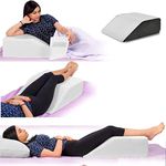 BUY ALL HERE ADULT Leg Elevation Wedge Pillow, Helps Sleeping Reading Resting & Blood Circulation Post Surgery Back Hip Neck Knee Pain - Removable/WASHABLE Zip Cover - Made in UK