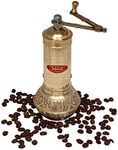 7.6" Handmade Manual Brass Coffee Mill Grinder Sozen, Portable Stainless Steel Conical Burr Coffee Mill, Portable Hand Crank Turkish Coffee Grinder, Sozen Coffee Grinder