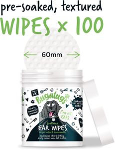 BUGALUGS Dog Ear Cleaner Wipes – Gentle Cleansing Pet Ear Care