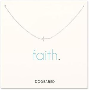 Dogeared Faith, Small Sideways Cross Necklace, One Size, Sterling Silver, No Gemstone