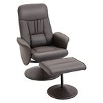 HOMCOM Swivel Recliner Chair with Footstool, PU Leather Armchair and Ottoman with High Back and Round Base for Living Room, Grey