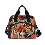 ALAZA Lunch Bags for Women Girls Boys, Tiger Art Insulated Lunch Box with Shoulder Straps and Handle, Crossbody Tote Lunch Bag for School Office