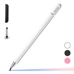 Samsung Pen, Capacitive Disc Tip Pencil & Magnetic Cap Stylus Compatible with All Touch Screens, Pens for iPad pro/iPad 6/7/8th/iPhone, Samsung Galaxy s Ultra Pen, Chromebook,Touch Pad (White)