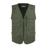 OU YA WOLF Men's Outdoor Multi Pockets Cargo Travel Camera Fishing Safari Utility Vests Medium Green