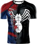 TIMWOODER Men's Compression Shirt, Soft Short Sleeve 3D Print Fitness Sports Shirt Gym T-Shirt