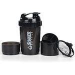 XComfort Shaker Bottle,16 OZ Shaker Cups Perfect for Protein Shakes and Pre Workout,100% Leakproof Reusable Protein Shaker Bottle with Powder Storage & Mixing ball for gym outdoor,BPA FREE,Black