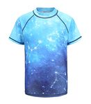 Big Boys Rash Vest Short Sleeve Rash Guard Swimming Top Swim Shirt Blue 10T/Age 9-10 Years