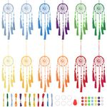 INFUNLY 12 Sets Small Dream Catcher Kit Boho DIY Mini Dream Catcher Making Kit Rainbow Color Handmade Dream Catcher Kit for Adults for Bag Pendant Car Interior Backpack Charm