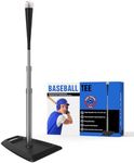 Portable Batting Tee for Baseball/Softball, Tees Height Adjustment from 24-45 inch, Baseball Tees for Hitting with Heave Duty Base, Softball Tee with 2 Durable Rubber Top, Tee Alloy Stem (45 inch)