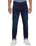Peter England Men's Classic Tapered Stretchable Mid Rise Twill Jeans Dark Blue