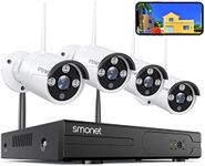 SMONET Wireless Security Camera Systems,8-Channel 3MP Surveillance NVR Kits,4pcs 1296P(3.0 Megapixel) Indoor Outdoor WiFi IP Cameras,Night Vision Home Cameras,P2P,Free APP,NO Hard Drive