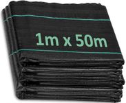 ANSIO Weed Control Membrane 1Mx50M Heavy Duty Weed Control Fabric,Ground cover Membrane, UV stabilised Weed Barrier Fabric. Ideal for use in Patios, Garden, Flower beds, Landscaping - weed suppressant