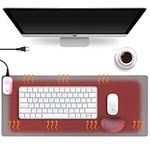 Heated Desk Pad, Warm Desk Pad 31.5" x 13" Hand Warmer Digital Display Keyboard Heater 3 Heating Modes with Wrist Support for Home Work Office Gaming (Gray)