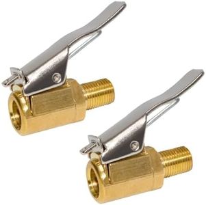 2 PCS Tire Air Chuck with Clip, Leak-Free Brass Locking Tire Valve for Automotive, Bicycle, Motorcycle and Other Vehicles Air Pump Accessory Tool