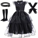 Princess Black Dance Dress Costume Kids Girls Cosplay Halloween Party Dress 7-8Years(W001,130)