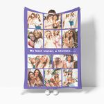 Personalised Blanket, Custom Blanket with Photos Text.Custom Blanket with 1-11 Photo Collages.Father, Mom, Lover, Kids, Friends, Birthday, Christmas - Personalised Gifts for Women Men,75x100cm