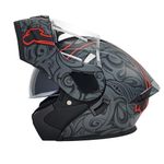 Modular Motorcycle Full Face Helmet,Flip Up Dual Visor Sun Shield DOT Approved Motorbike Helmet for Dirt Bike ATV Street Bike Scooter Moped Cruiser Street Cruiser（Grey Skull,Medium）