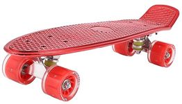 STRAUSS Polypropylene Cruiser Skateboard Penny Casterboard Hoverboard Anti-Skid Board With Abec-7 High Precision Bearings Pu Wheel Light Ideal For 8 Years And Above 22 X 6 Inch, (Red)