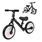 HOMCOM 11 Inch Kids Balance Bike Training Pedal Bicycle W/Removable Stabilizers EVA Tyres Adjustable Seat Height 2 to 5 Years Gift for Boys Girls Black