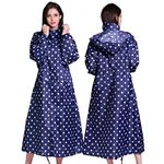 SOPPY Rain Coats for Women, Long Waterproof Coat Windproof Raincoat Lightweight Poncho Quick Dry Long Rain Jacket Hooded Raincoat for Women Free Size - Blue Dots