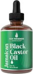 100% Organic Cold-Pressed Jamaican Black Castor Oil By Hair Thickness Maximizer. PURE + UNREFINED Oils For Thickening Hair, Eyelashes, Eyebrows. Avoid Hair Loss, Thinning Hair for Men + Women