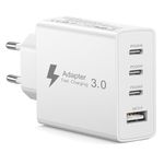 EU Travel Adapter Charger, 50W European Plug Adapter Fast Charging with 3 USB C+1 USB A, European Wall Adaptor EU Plug Fast Charger Compatible with iPhone 17 16 15 14 13 11 Pro Max,Samsung Galaxy