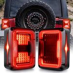 BICYACO DOT Approved LED Tail Lights Brake Reverse Light Rear Back Up Lights Daytime Running Lamps EMC Build-in Compatible with Jeep Wrangler JK 2007-2017- Smoke Lens