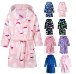 Kids Bathrobes Toddler Cartoon Animal Robe Boys Unicorn Girls Bathrobe Flannel Nightgown Children Sleepwear Pajamas 6-7 years