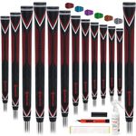 SAPLIZE High-Performance Rubber Golf Grips, High Shock Absorption, Non-Slip, 13 Grips with All Kits, Standard Size, Red, CC10 Golf Club Grips