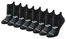 Saucony Women's Multipack Performance Heel Tab Athletic Socks, Black Solid (8 Pairs), Medium