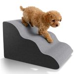 Pet Stairs for Small Dogs & Cats, 3-Step Curved High Density Foam Dog Steps with Waterproof Non-Slip Cover, Lightweight Pet Ramp for Bed Sofa, Support Up to 60 lbs, Grey