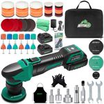 BATOCA S4 Cordless Car Polisher Buffer Sander Machine Rotary & Dual Action Mini Car Detailing Polishing Kit for Drill with 2X 2.5Ah Li-ion Batteries 1&3inch 4 Speeds for Car Detail Polish