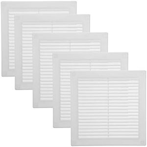 Vent Systems 4.5" x 4.5" Inch (Opening Dimensions) - Pack of 5 - Plastic White Soffit Vent Cover - Flat Square Air Vent Grille - Insect Screen - HVAC 6" x 6" Inch (Overall Dimensions)