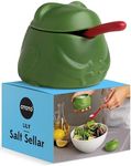 OTOTO NEW Lily Salt Cellar with Lid and Spoon - 6 oz Frog Salt Containers for Countertop, Ceramic Salt Holder with Lid for Sugar, Frog Stuff, White Elephant Gifts, Cute Fun Kitchen Gifts Accessories