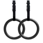 wyewye Gymnastic Rings With Adjustable Gymnastic Ring Straps Non-Slip Hanger Hooks Olympic Rings Home Gym Set Great For Upper Body Strength Fitness Strength Training Maximum Load 290Kg