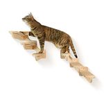 Dvfroy Cat Wall Steps, 2 PCs Cat Wall Furniture, Large Size Solid Wood Cat Wall Climbing Shelves, Wall Mounted Cat Staircase with Sisal Scratching Cat Wall Shelf, Cat Stairs 3 Steps Ladder(Left)