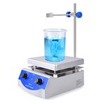 Slendor Magnetic Stirrer Hot Plate Mixer 3000ml Stirring Capacity 6.7 x 6.7 inch Max 520°F Hotplate and 1002000 RPM Stirrer, Stirring Bar & Support Stand Included 6.7 X 6.7 Inch White