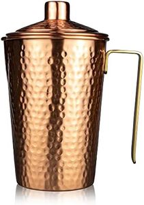 Kosdeg Copper Pitcher with Lid 44 Oz - Drink More Water, Lower Your Sugar Intake and Enjoy The Health Benefits Immediately - 100% Pure Copper Handmade Hammered Jug, Made from Heavy Gauge Copper