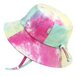 Jan & Jul Sun Protection Bucket Hat for Toddler Girls, with Strap (L: 2-5T, Watermelon Tie-Dye)