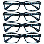 OPULIZE The Reading Glasses Company Blue Tortoiseshell Readers Value 4 Pack Designer Style Mens Womens RRRR92-3 +2.00