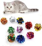 ANZONGYI 10 Pcs Mylar Crinkle Balls Colorful Crinkle Balls Cat Toys Rustle Sound Ball Cat Interactive Toys for Kittens and Grown-up Cats