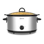Kitchen Elite - 7 quart slow cooker for large families, stainless steel pot with 3 heat settings, dishwasher-safe ceramic pot and tempered glass lid
