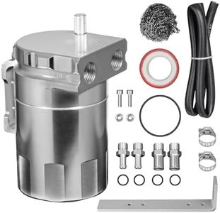 VehiMata Baffled Oil Catch Can,Oil Separator Catch Can 300ml Universal Aluminum Silver