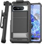 Encased Falcon Armor Designed for Google Pixel 8 Pro Case with Screen Protector and Belt Clip Holster - Protective Full Body Case with Stand (Black)