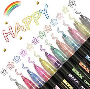 12 Couleurs Stylo Marqueur d'Art Stylos de double contour, Stylo de Couleur à Deux Lignes pour Carte-Cadeau/Écriture/Peinture/Scrapbooking
