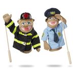 Melissa & Doug Rescue Puppet Set - Police Officer and Firefighter | Soft, Plush Puppets For Kids Ages 3+